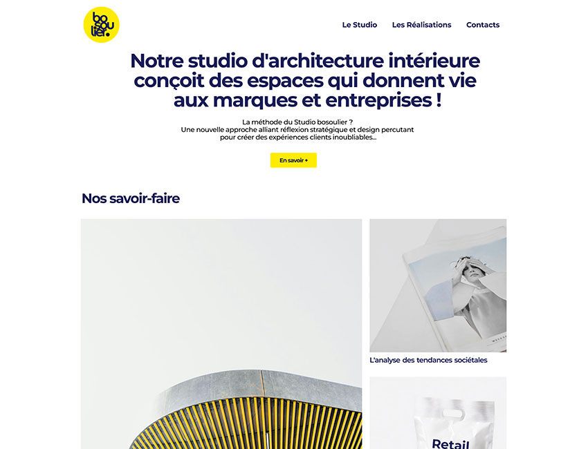 Homepage du site du studio bosoulier